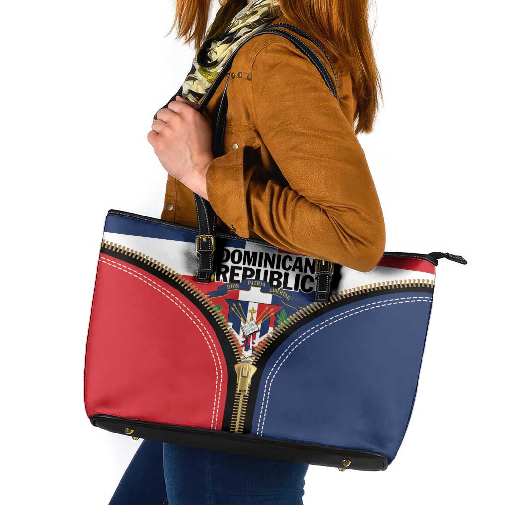 Dominican Republic 1844 Leather Tote Bag Coat Of Arms Zipper Stylized