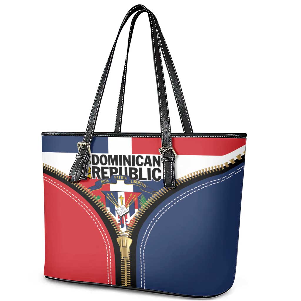 Dominican Republic 1844 Leather Tote Bag Coat Of Arms Zipper Stylized