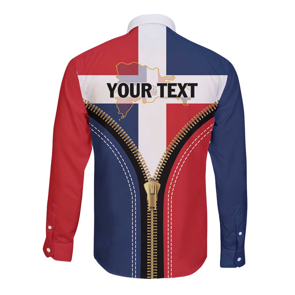 Personalized Dominican Republic 1844 Long Sleeve Button Shirt Coat Of Arms Zipper Stylized