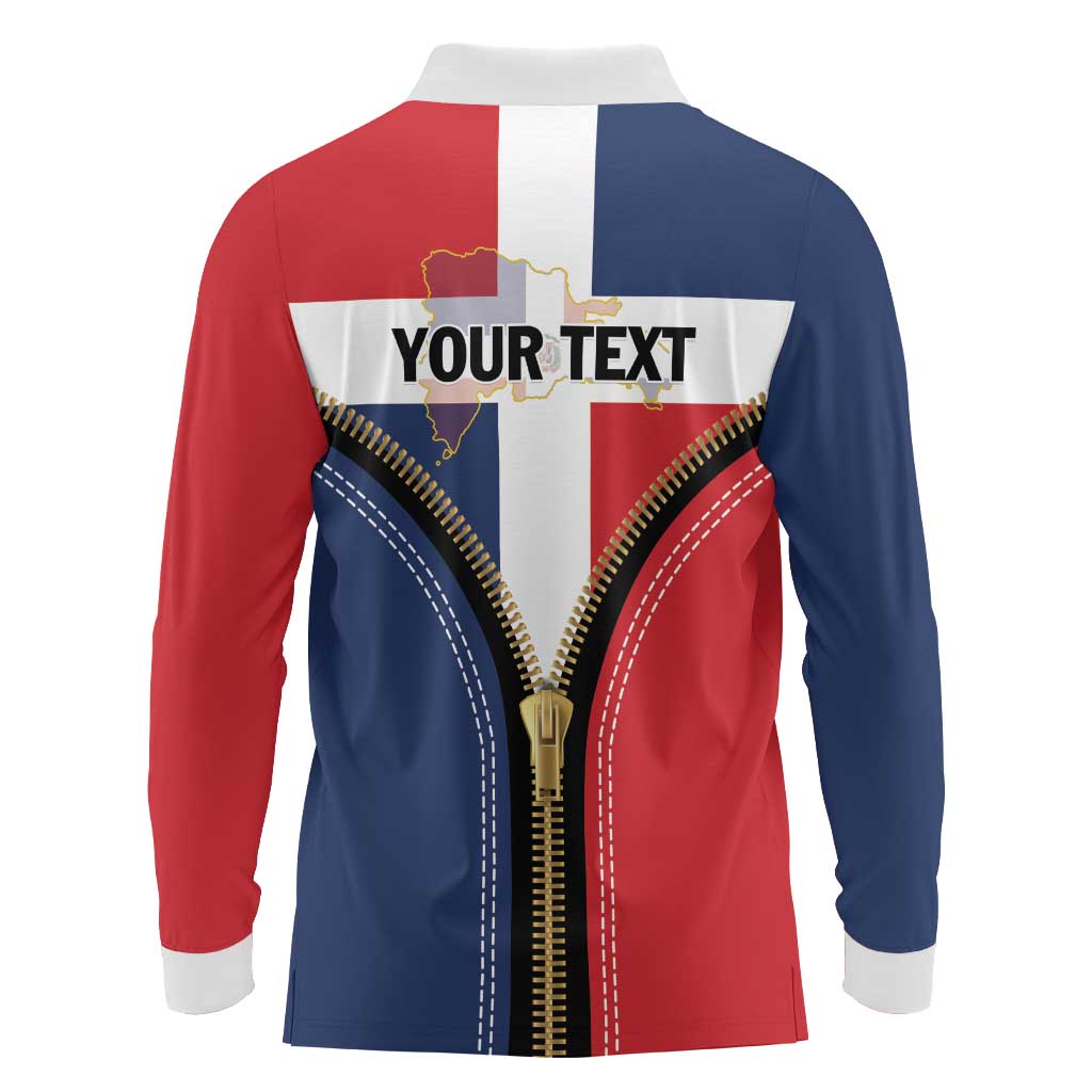 Personalized Dominican Republic 1844 Long Sleeve Polo Shirt Coat Of Arms Zipper Stylized