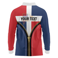 Personalized Dominican Republic 1844 Long Sleeve Polo Shirt Coat Of Arms Zipper Stylized