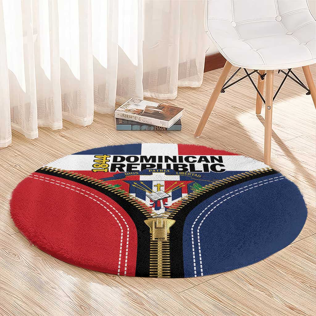 Dominican Republic 1844 Round Carpet Coat Of Arms Zipper Stylized