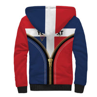 Personalized Dominican Republic 1844 Sherpa Hoodie Coat Of Arms Zipper Stylized
