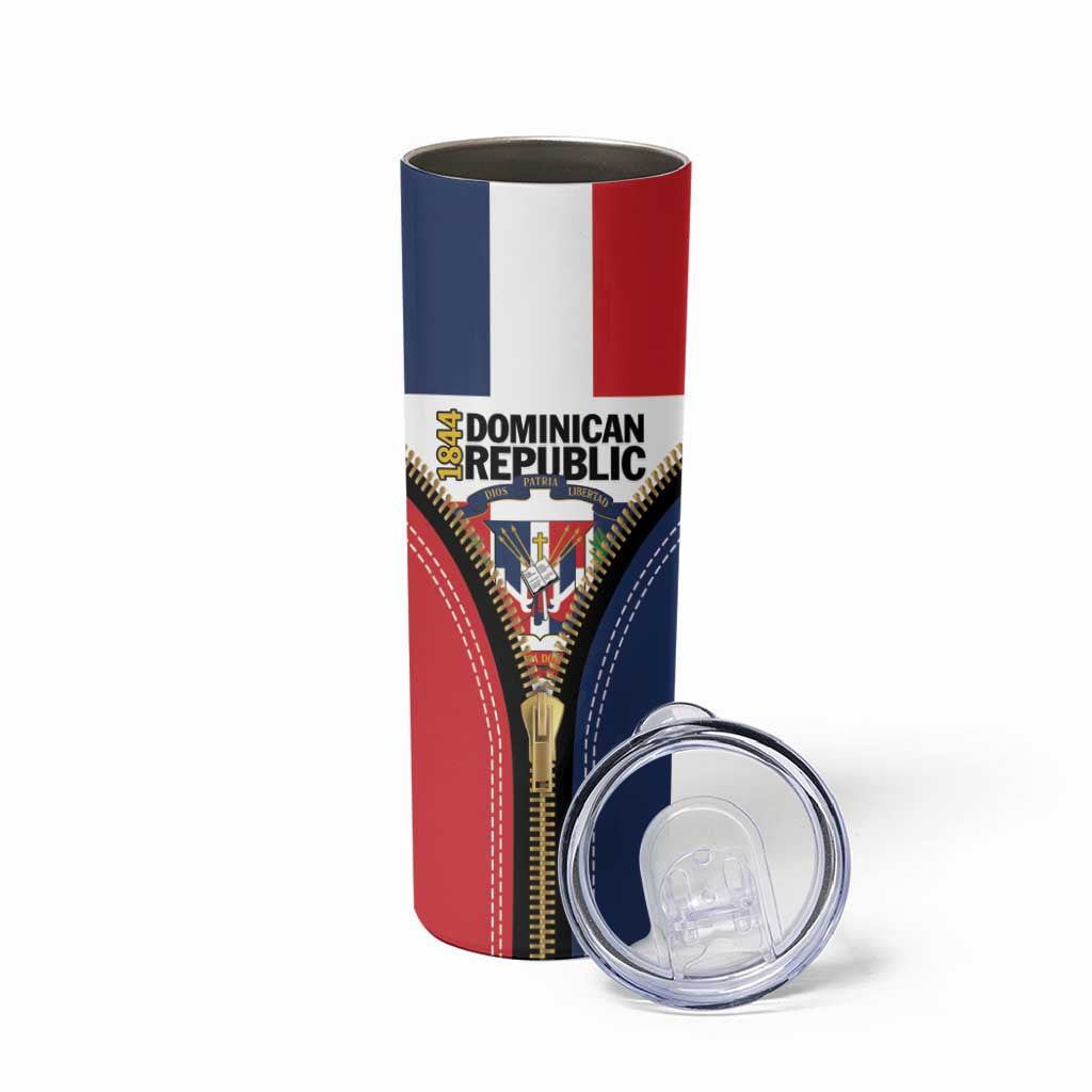 Personalized Dominican Republic 1844 Skinny Tumbler Coat Of Arms Zipper Stylized
