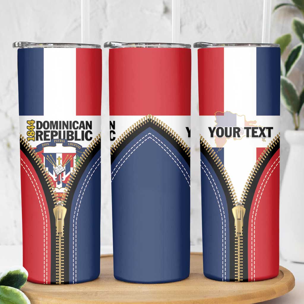 Personalized Dominican Republic 1844 Skinny Tumbler Coat Of Arms Zipper Stylized