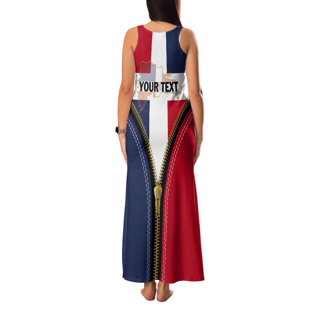 Personalized Dominican Republic 1844 Tank Maxi Dress Coat Of Arms Zipper Stylized