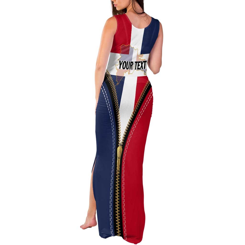 Personalized Dominican Republic 1844 Tank Maxi Dress Coat Of Arms Zipper Stylized