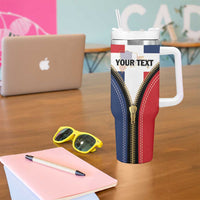 Personalized Dominican Republic 1844 Tumbler With Handle Coat Of Arms Zipper Stylized