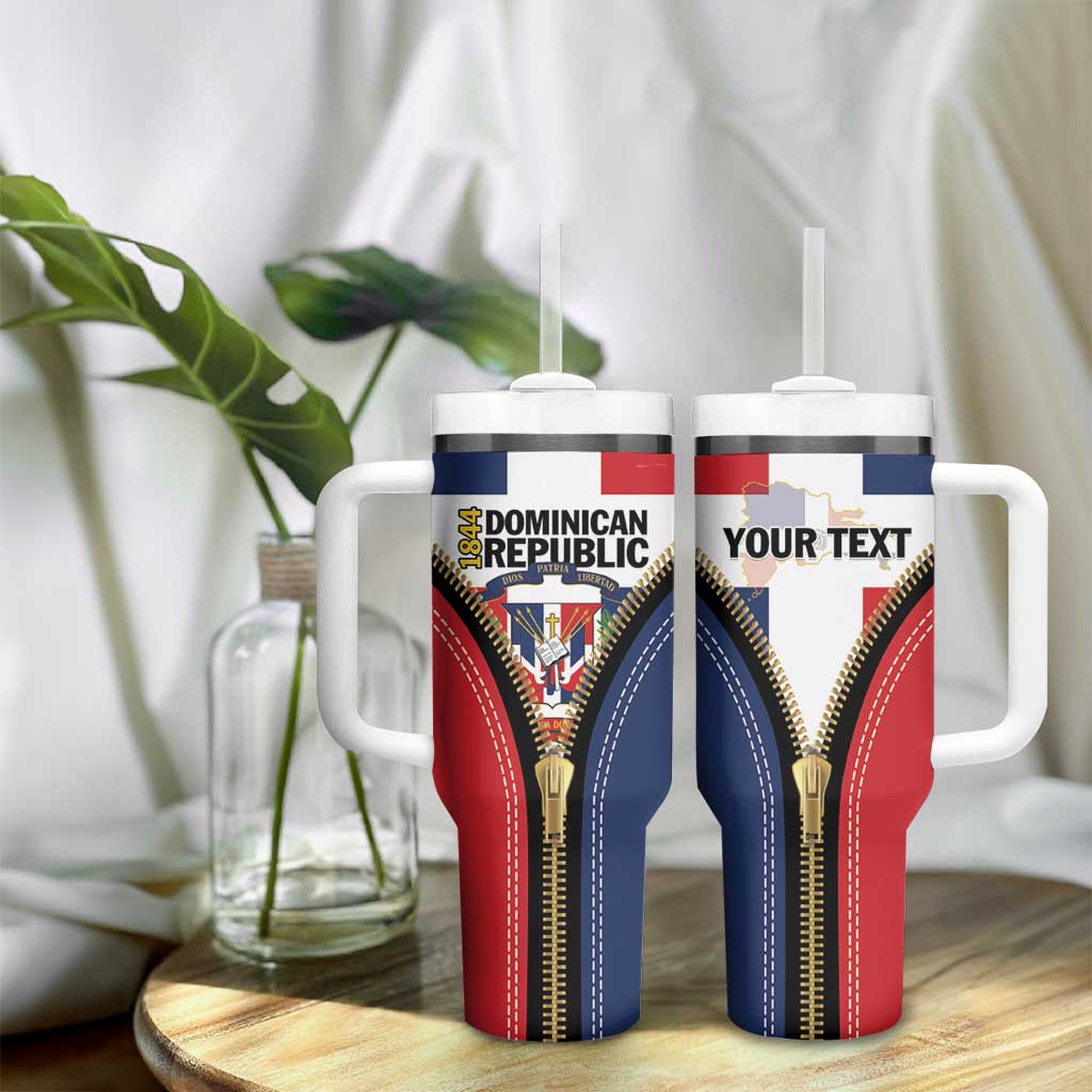 Personalized Dominican Republic 1844 Tumbler With Handle Coat Of Arms Zipper Stylized
