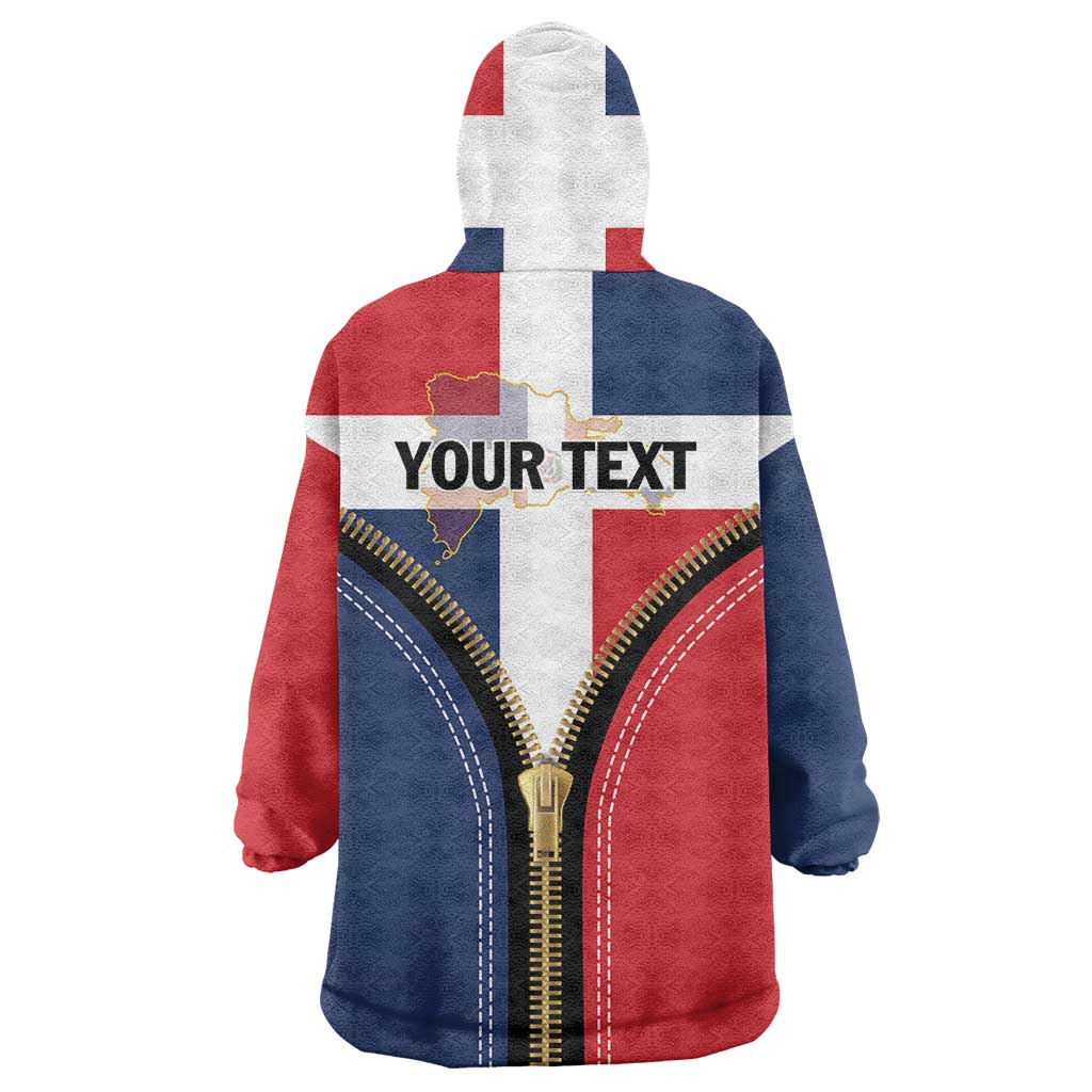 Personalized Dominican Republic 1844 Wearable Blanket Hoodie Coat Of Arms Zipper Stylized