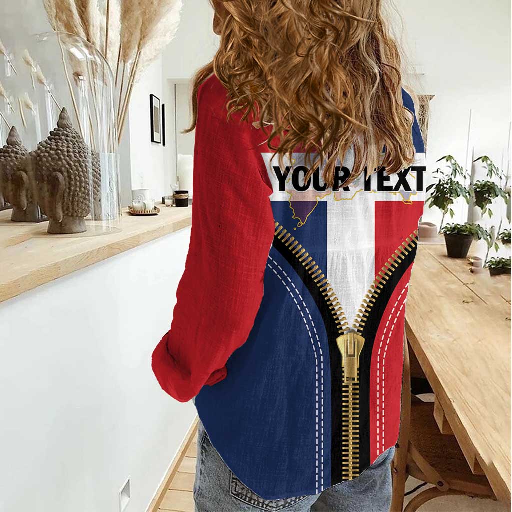 Personalized Dominican Republic 1844 Women Casual Shirt Coat Of Arms Zipper Stylized