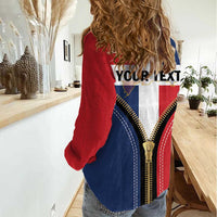 Personalized Dominican Republic 1844 Women Casual Shirt Coat Of Arms Zipper Stylized