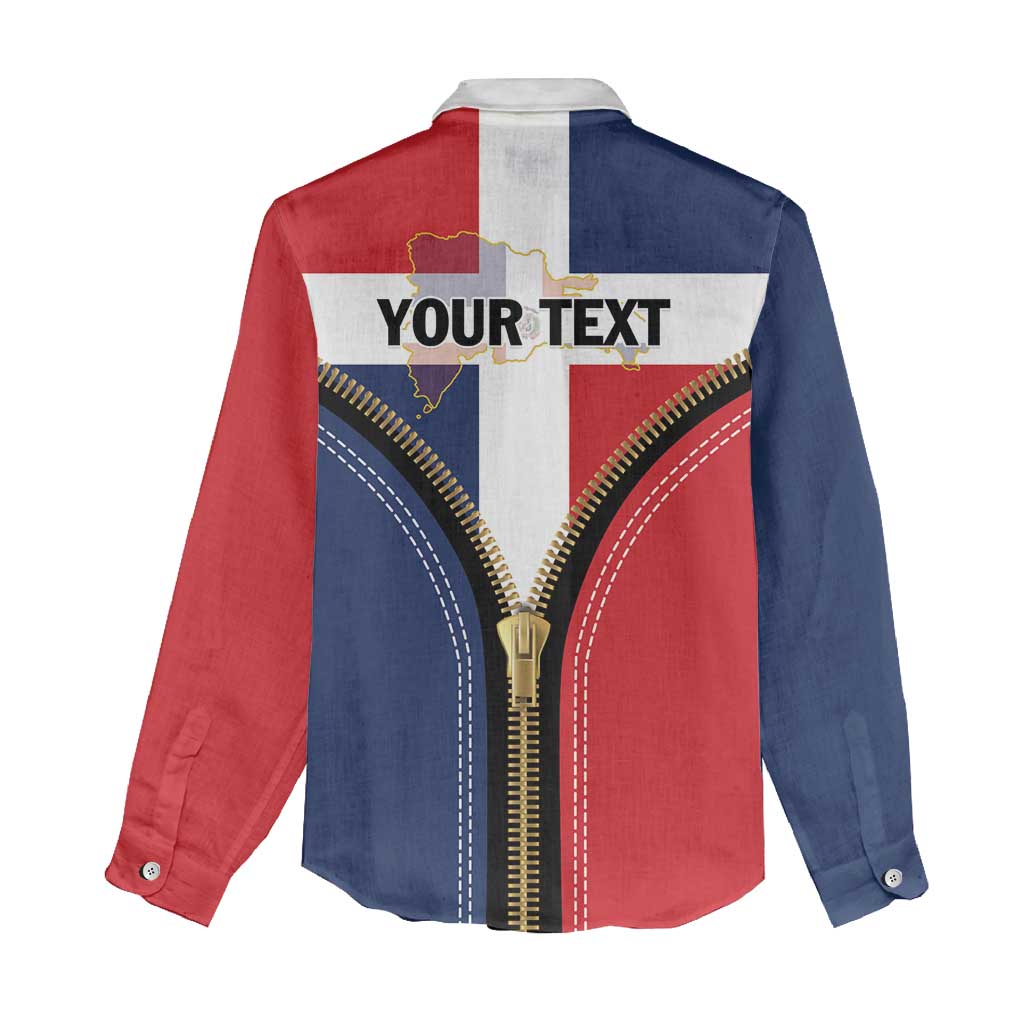 Personalized Dominican Republic 1844 Women Casual Shirt Coat Of Arms Zipper Stylized