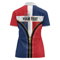 Personalized Dominican Republic 1844 Women Polo Shirt Coat Of Arms Zipper Stylized