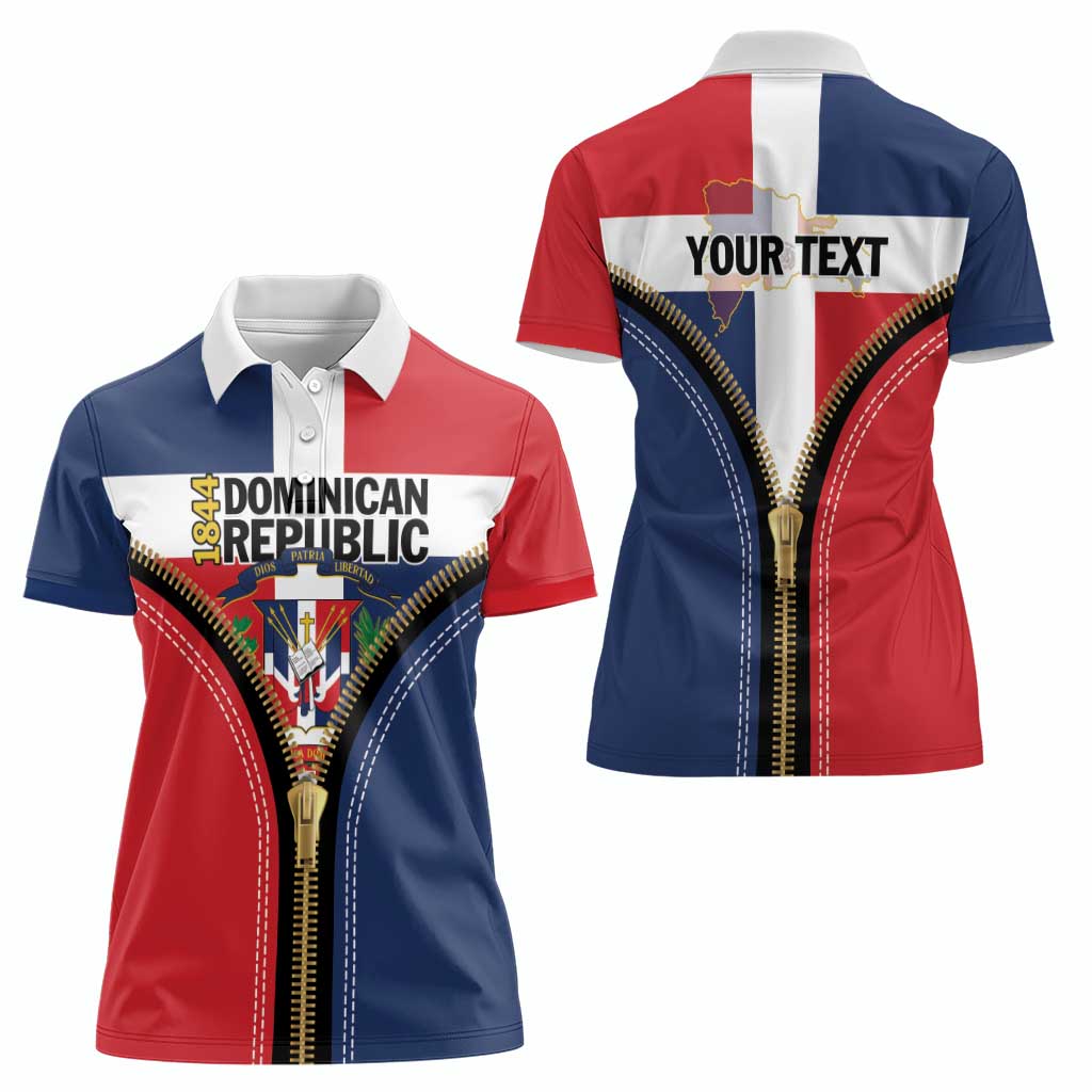 Personalized Dominican Republic 1844 Women Polo Shirt Coat Of Arms Zipper Stylized