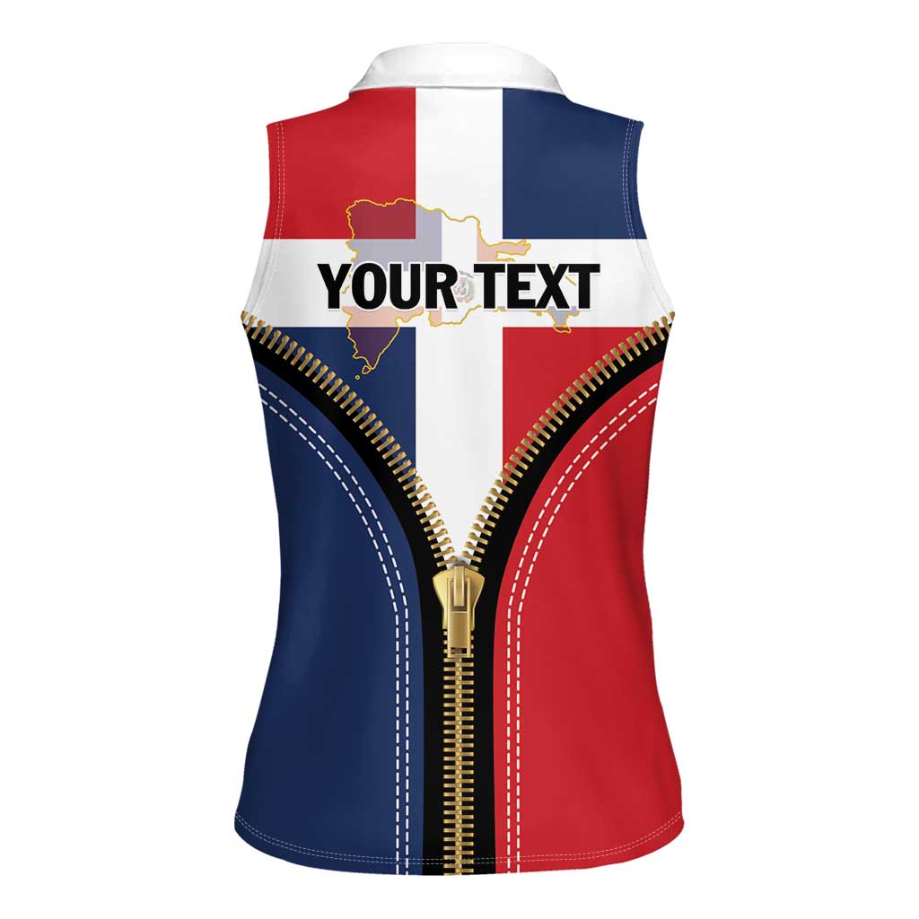 Personalized Dominican Republic 1844 Women Sleeveless Polo Shirt Coat Of Arms Zipper Stylized