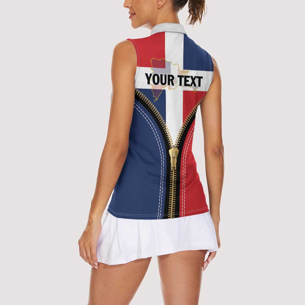Personalized Dominican Republic 1844 Women Sleeveless Polo Shirt Coat Of Arms Zipper Stylized