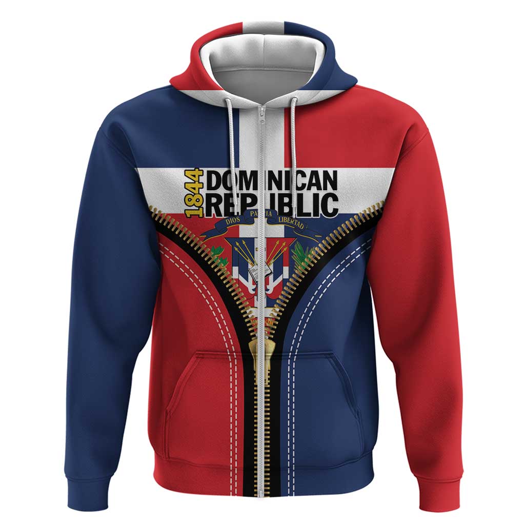 Personalized Dominican Republic 1844 Zip Hoodie Coat Of Arms Zipper Stylized