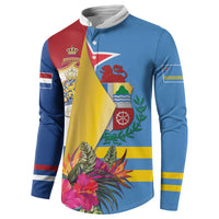 Aruba-Netherlands Button Sweatshirt Tropical Unique Style