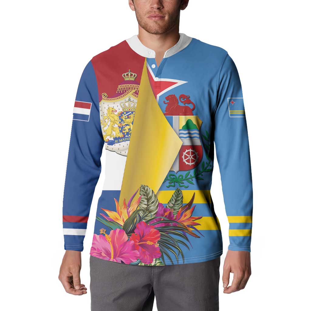 Aruba-Netherlands Button Sweatshirt Tropical Unique Style