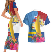 Aruba-Netherlands Couples Matching Short Sleeve Bodycon Dress and Hawaiian Shirt Tropical Unique Style