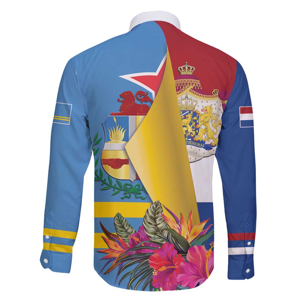 Aruba-Netherlands Family Matching Long Sleeve Bodycon Dress and Hawaiian Shirt Tropical Unique Style