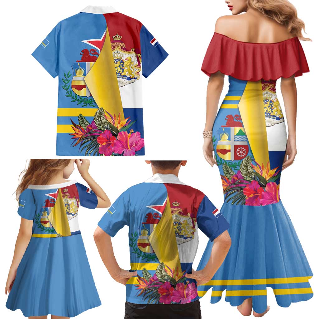 Aruba-Netherlands Family Matching Mermaid Dress and Hawaiian Shirt Tropical Unique Style