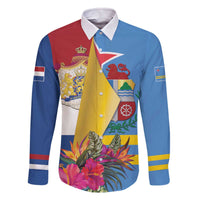 Aruba-Netherlands Family Matching Off The Shoulder Long Sleeve Dress and Hawaiian Shirt Tropical Unique Style