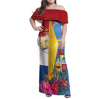 Aruba-Netherlands Family Matching Off Shoulder Maxi Dress and Hawaiian Shirt Tropical Unique Style