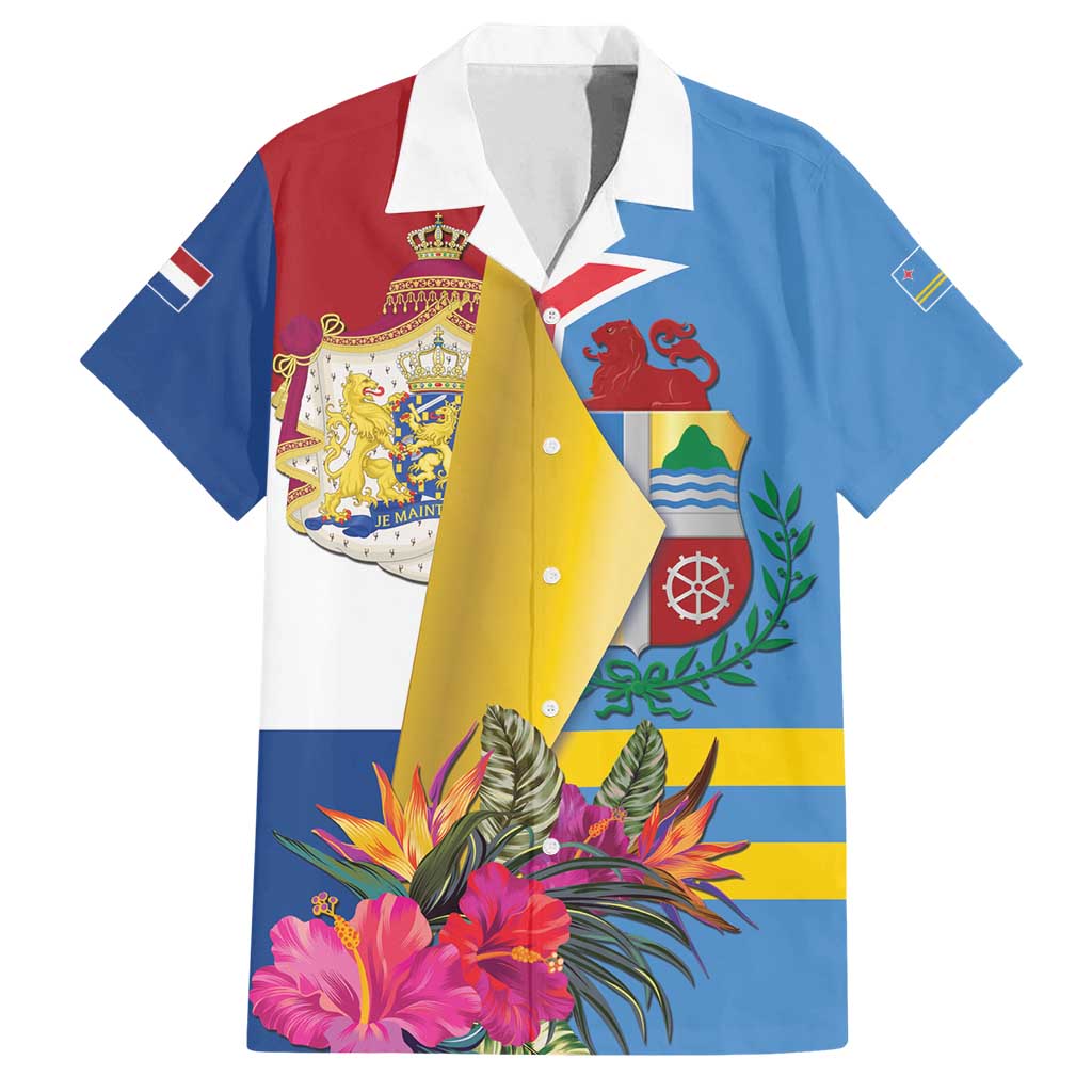 Aruba-Netherlands Family Matching Off Shoulder Short Dress and Hawaiian Shirt Tropical Unique Style