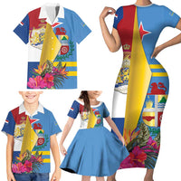 Aruba-Netherlands Family Matching Short Sleeve Bodycon Dress and Hawaiian Shirt Tropical Unique Style