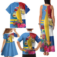 Aruba-Netherlands Family Matching Tank Maxi Dress and Hawaiian Shirt Tropical Unique Style