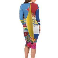 Aruba-Netherlands Long Sleeve Bodycon Dress Tropical Unique Style