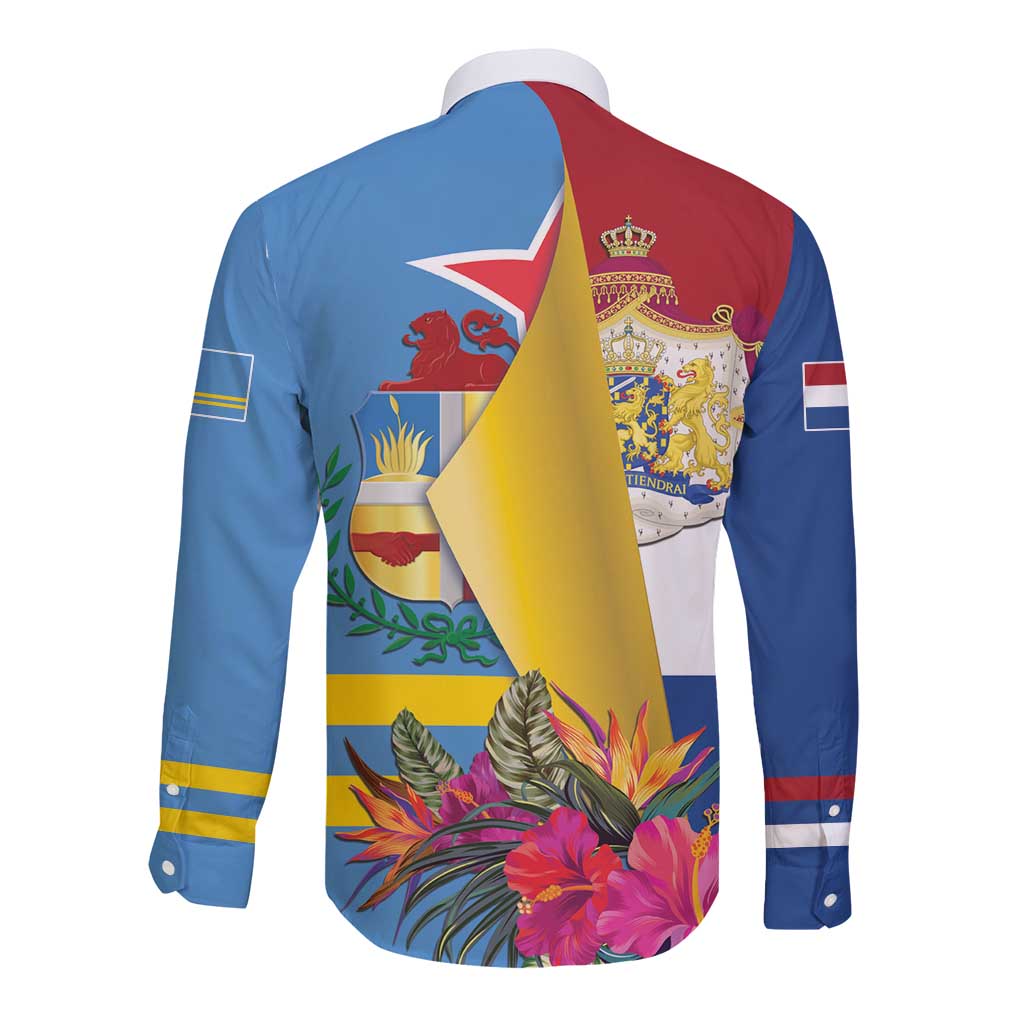 Aruba-Netherlands Long Sleeve Button Shirt Tropical Unique Style