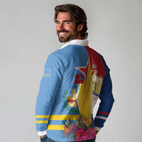 Aruba-Netherlands Long Sleeve Polo Shirt Tropical Unique Style