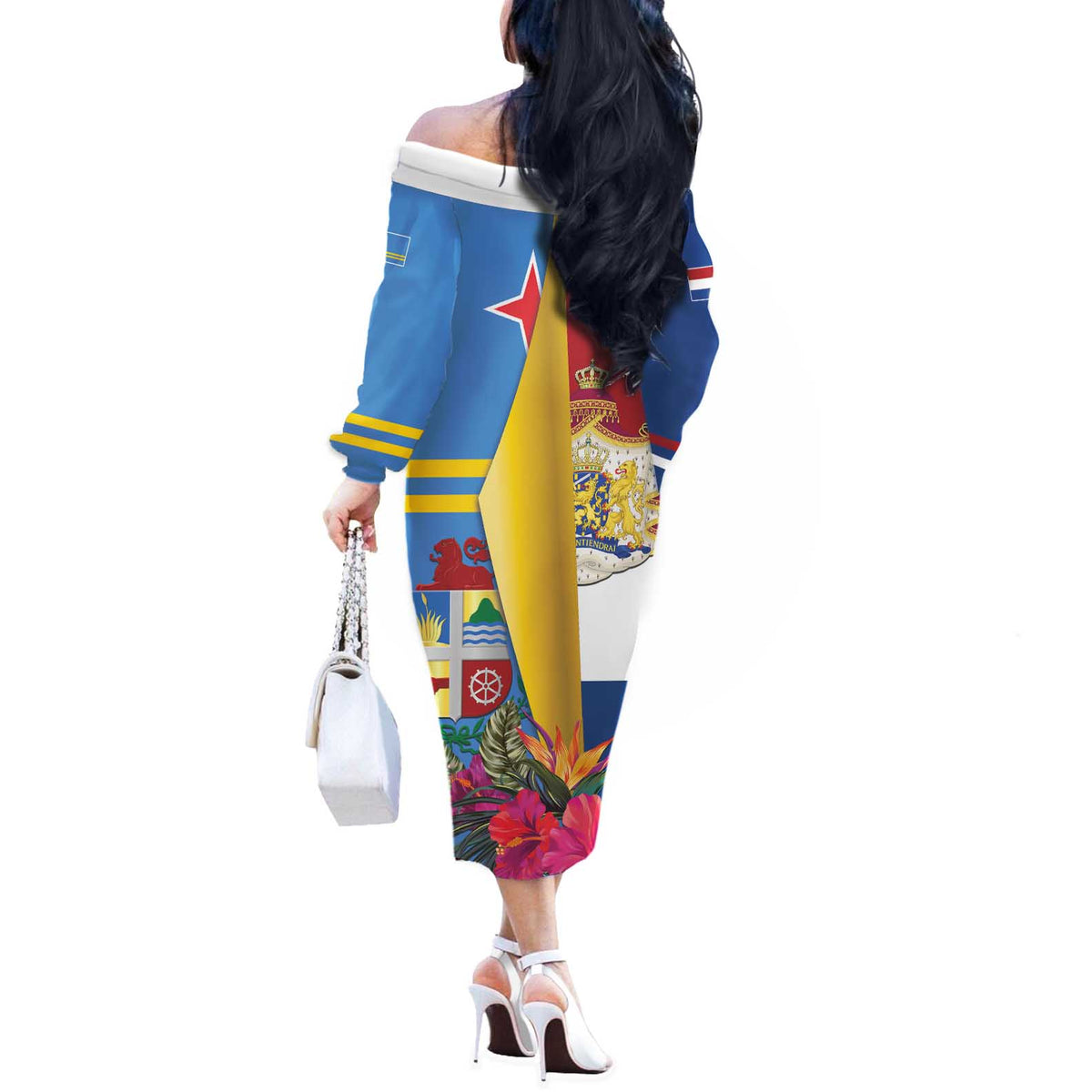 Aruba-Netherlands Off The Shoulder Long Sleeve Dress Tropical Unique Style