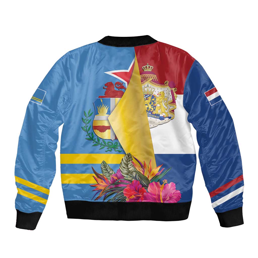 Aruba-Netherlands Sleeve Zip Bomber Jacket Tropical Unique Style