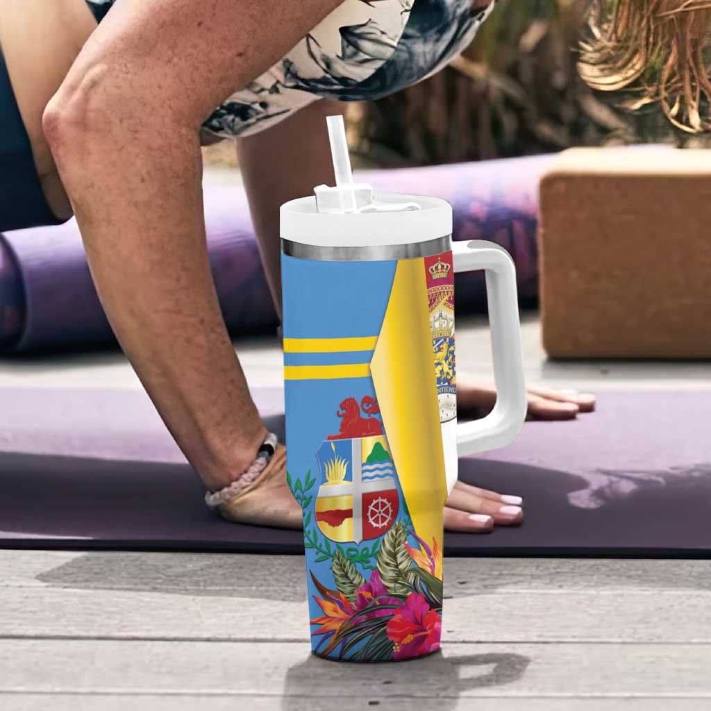 Aruba x Netherlands Tumbler With Handle Tropical Unique Style