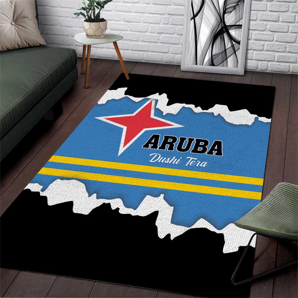 Aruba Dushi Tera Area Rug Coat Of Arms Torn Paper Stylized