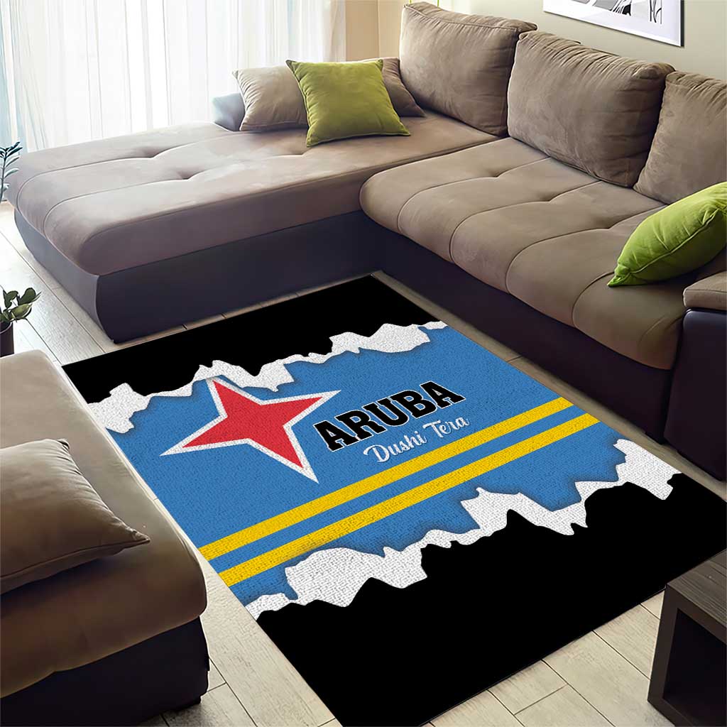 Aruba Dushi Tera Area Rug Coat Of Arms Torn Paper Stylized