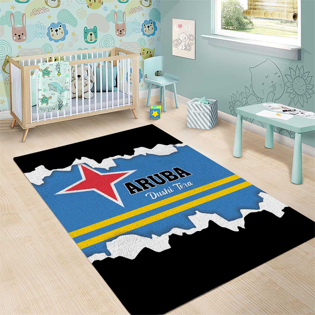 Aruba Dushi Tera Area Rug Coat Of Arms Torn Paper Stylized