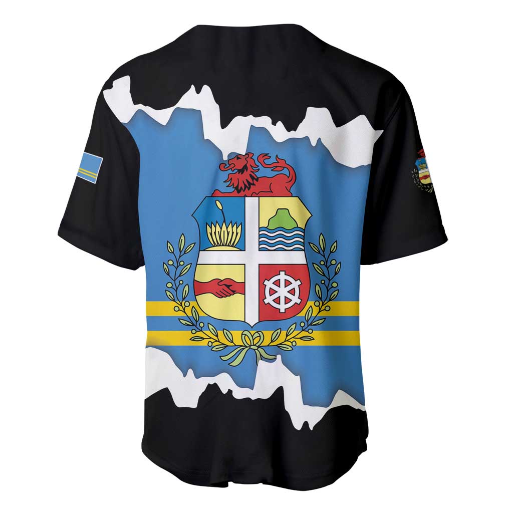 Aruba Dushi Tera Baseball Jersey Coat Of Arms Torn Paper Stylized