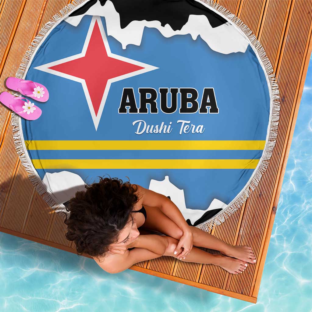 Aruba Dushi Tera Beach Blanket Coat Of Arms Torn Paper Stylized