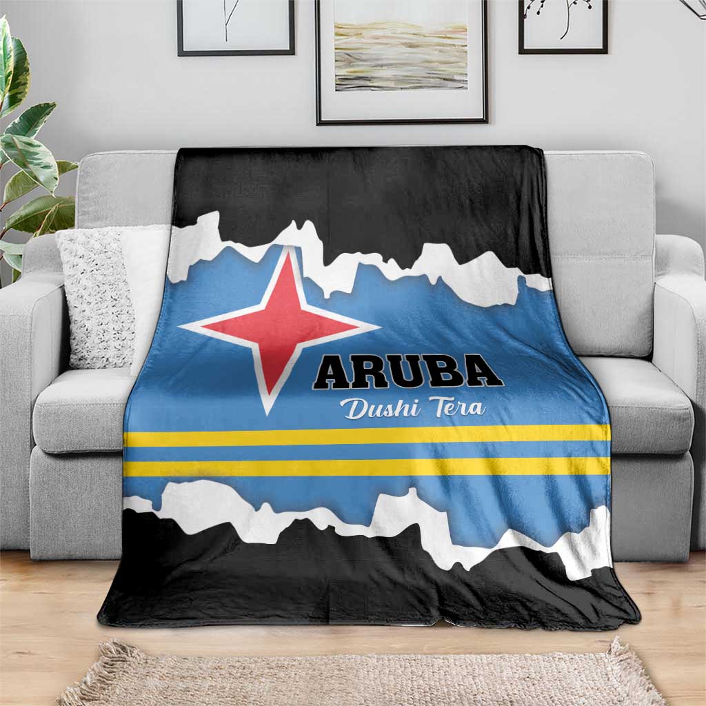 Aruba Dushi Tera Blanket Coat Of Arms Torn Paper Stylized