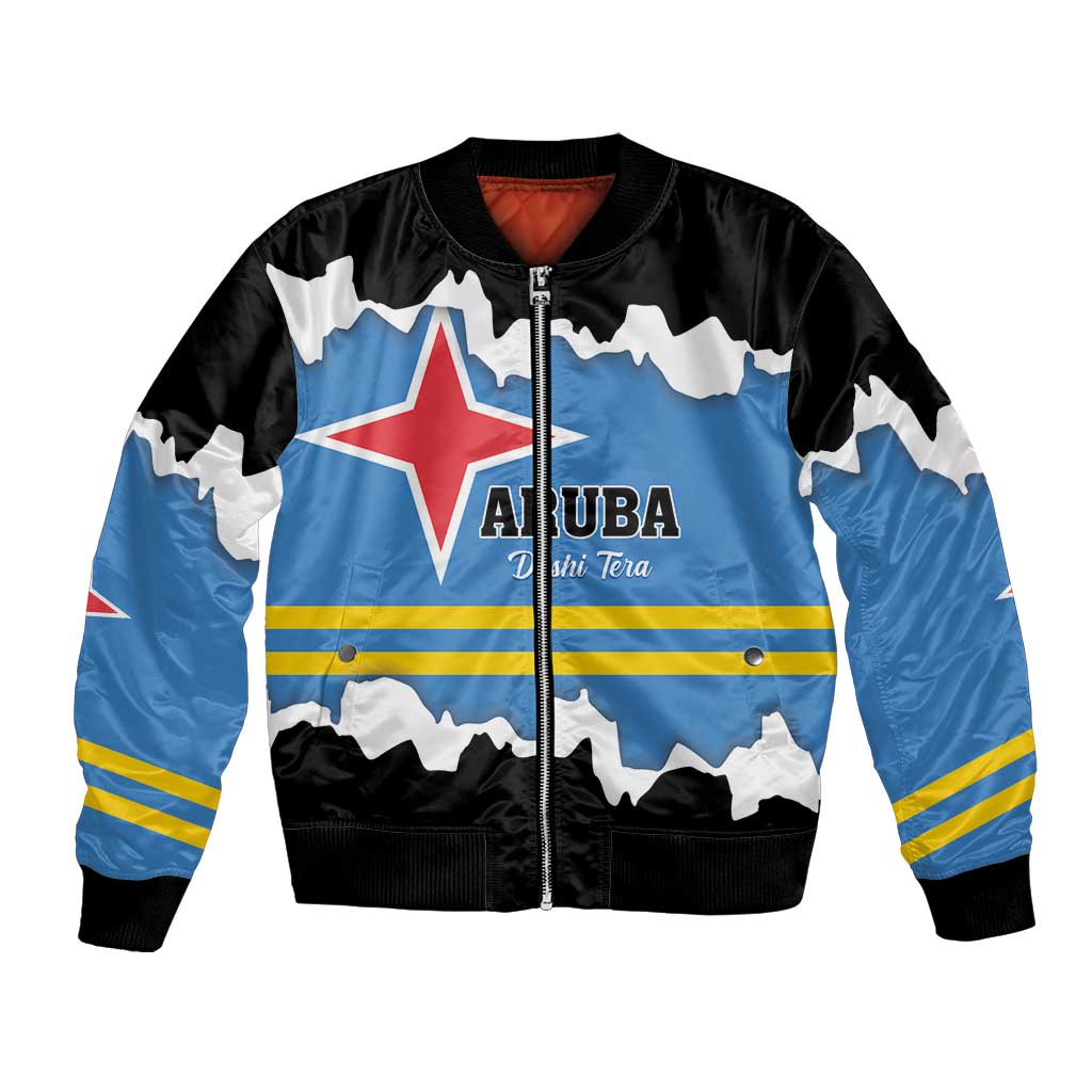 Aruba Dushi Tera Bomber Jacket Coat Of Arms Torn Paper Stylized
