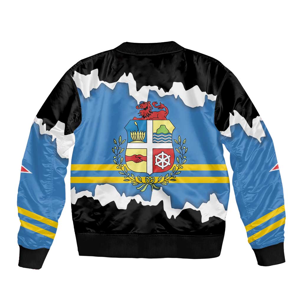 Aruba Dushi Tera Bomber Jacket Coat Of Arms Torn Paper Stylized