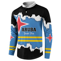 Aruba Dushi Tera Button Sweatshirt Coat Of Arms Torn Paper Stylized