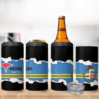 Aruba Dushi Tera 4 in 1 Can Cooler Tumbler Coat Of Arms Torn Paper Stylized