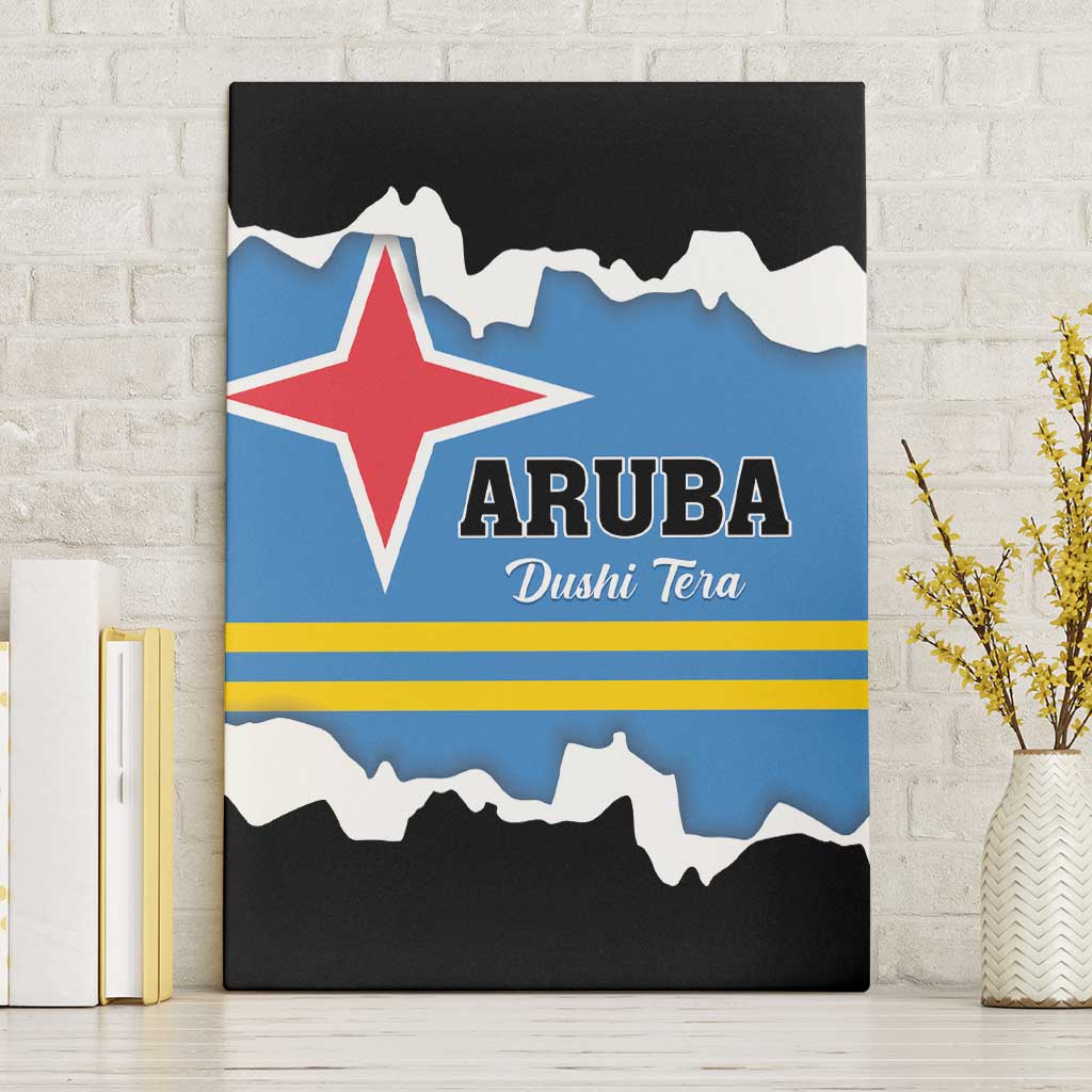 Aruba Dushi Tera Canvas Wall Art Coat Of Arms Torn Paper Stylized