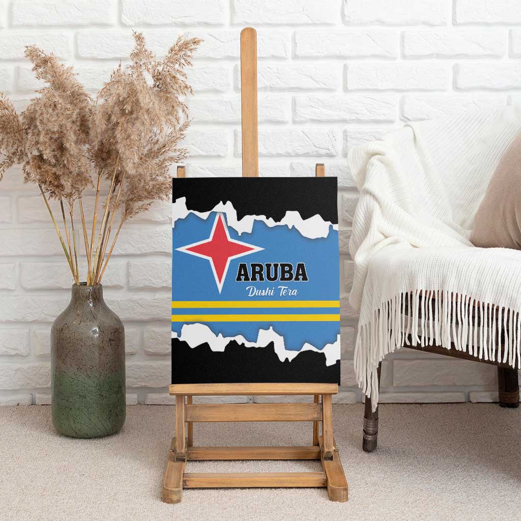 Aruba Dushi Tera Canvas Wall Art Coat Of Arms Torn Paper Stylized